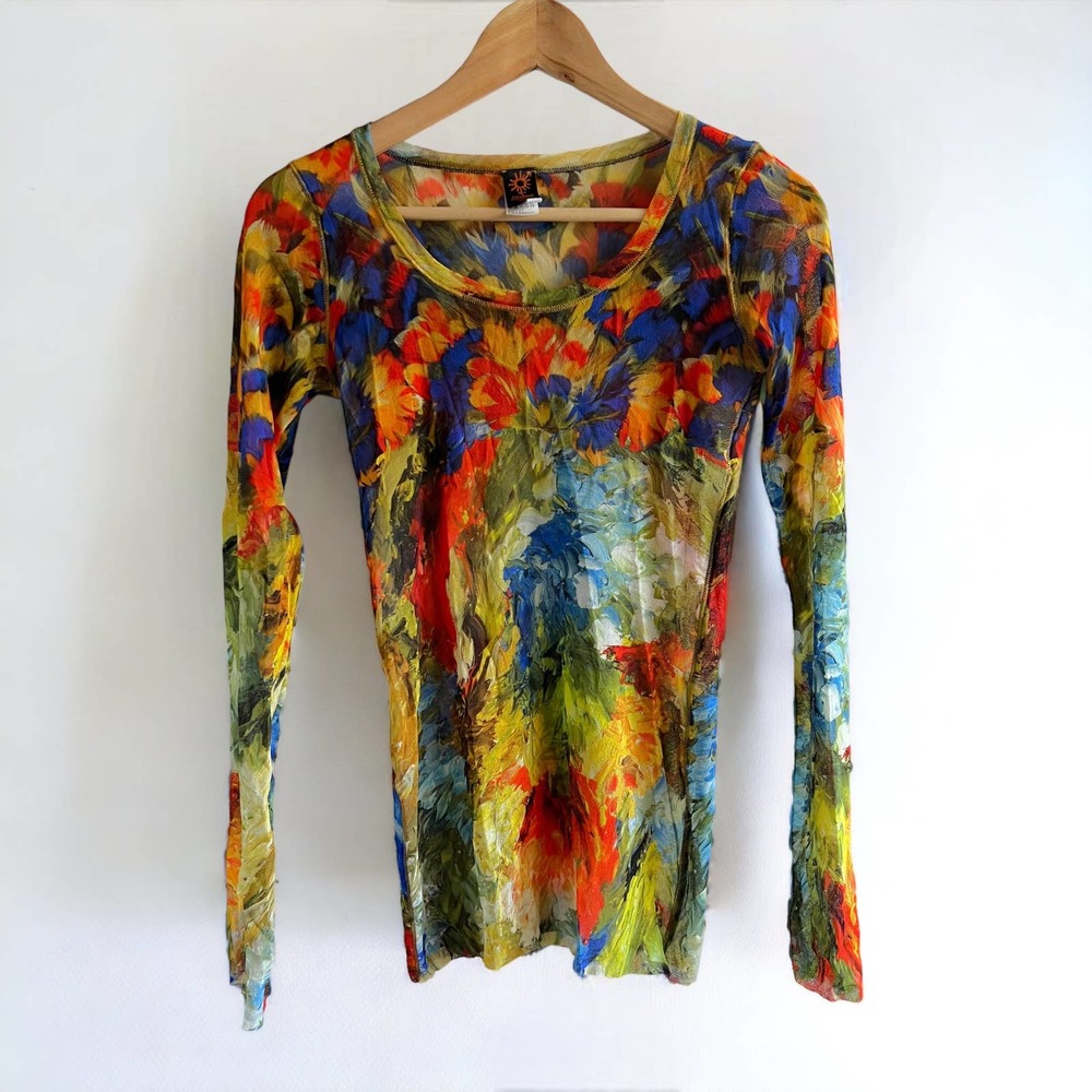 Gaultier orange/blue printed shirt, size XL